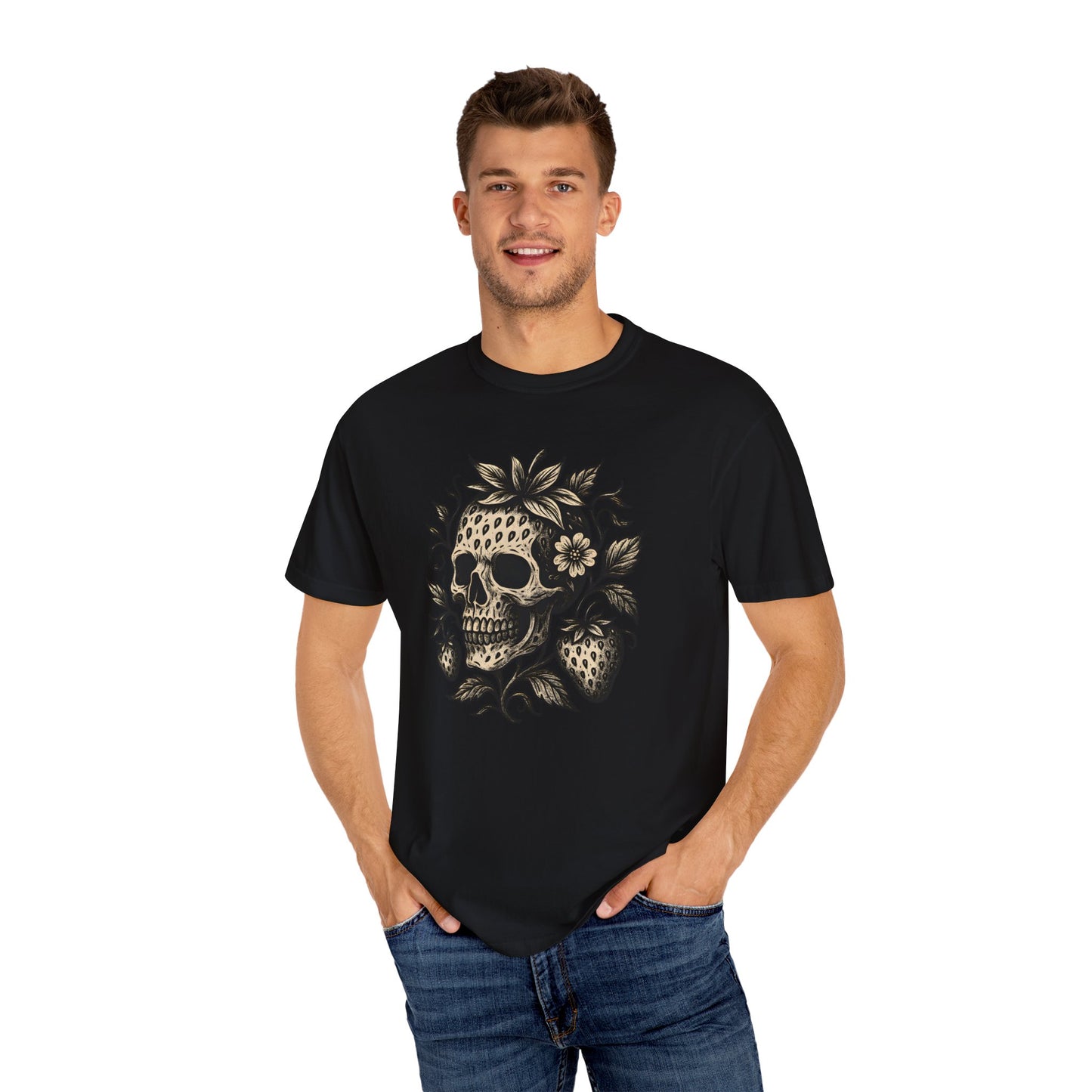 Strawberry Skull Unisex Garment-Dyed T-Shirt