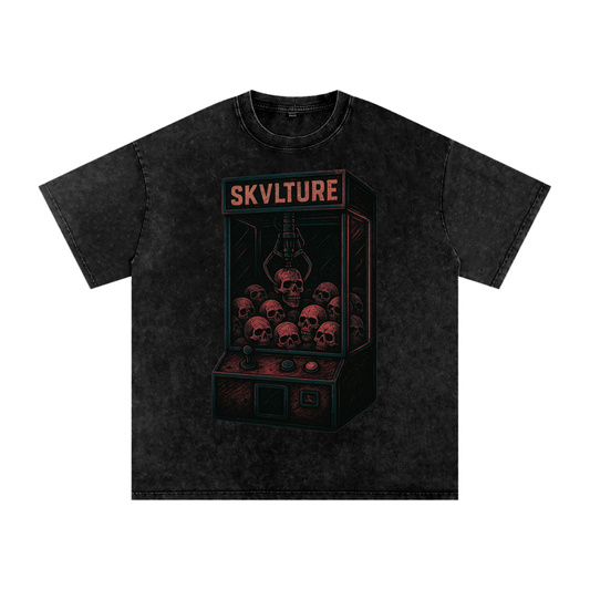SKVLTURE Skull Claw Machine Arcade Acid Wash Oversize T-Shirt